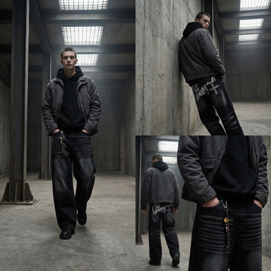 Jean Y2k Noir Brodé