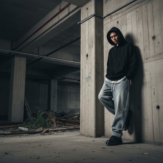 Jean à lacets délavé